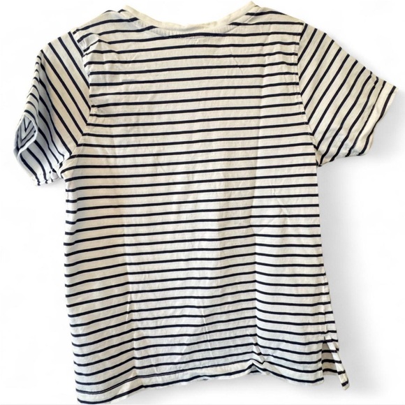Cynthia Rowley Patriotic beaded Navy and White Striped Short Sleeve Tee small - Picture 3 of 5